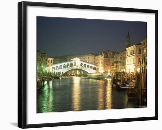 The Grand Canal and Rialto Bridge at Dusk, Venice, Unesco World Heritage Site, Veneto, Italy-Sergio Pitamitz-Framed Photographic Print