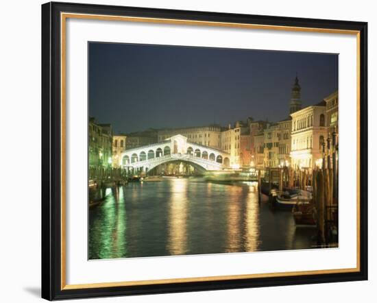 The Grand Canal and Rialto Bridge at Dusk, Venice, Unesco World Heritage Site, Veneto, Italy-Sergio Pitamitz-Framed Photographic Print