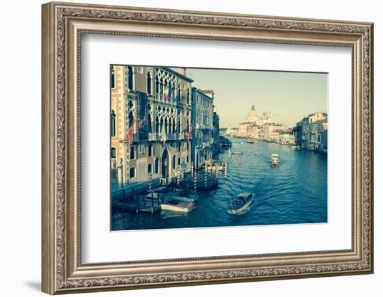 The Grand Canal and the Domed Santa Maria Della Salute, Venice, Veneto, Italy, Europe-Amanda Hall-Framed Photographic Print