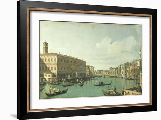 The Grand Canal from the Rialto Bridge-Canaletto-Framed Giclee Print