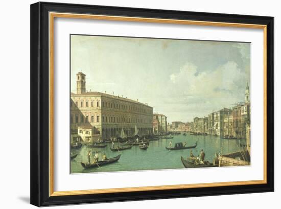 The Grand Canal from the Rialto Bridge-Canaletto-Framed Giclee Print