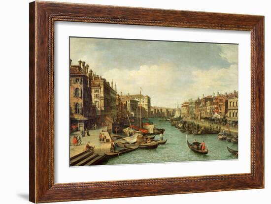 The Grand Canal Near the Rialto Bridge, Venice, C.1730-Canaletto-Framed Giclee Print