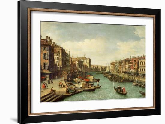 The Grand Canal Near the Rialto Bridge, Venice, C.1730-Canaletto-Framed Giclee Print