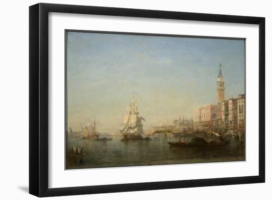 The Grand Canal, Venice (Frigate and Gondola, Basin of San Marco), C.1852 (Oil on Canvas)-Felix Ziem-Framed Giclee Print