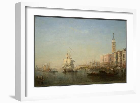 The Grand Canal, Venice (Frigate and Gondola, Basin of San Marco), C.1852 (Oil on Canvas)-Felix Ziem-Framed Giclee Print