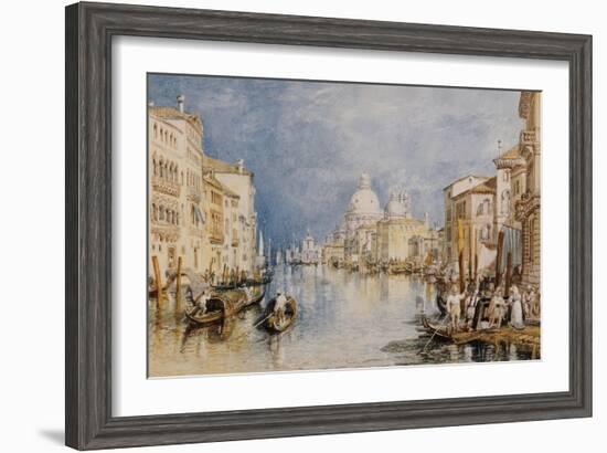 The Grand Canal, Venice, with Gondolas and Figures in the Foreground, circa 1818-JMW Turner-Framed Giclee Print