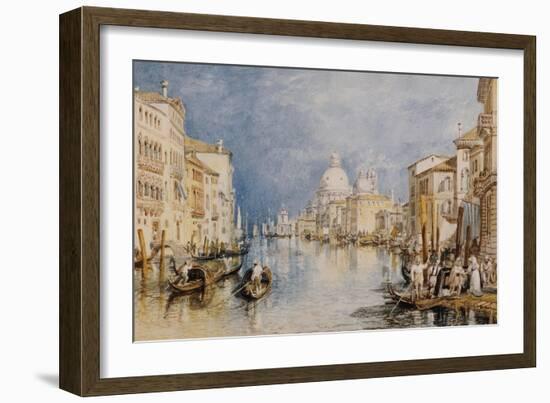 The Grand Canal, Venice, with Gondolas and Figures in the Foreground, circa 1818-JMW Turner-Framed Giclee Print