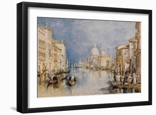 The Grand Canal, Venice, with Gondolas and Figures in the Foreground, circa 1818-JMW Turner-Framed Giclee Print