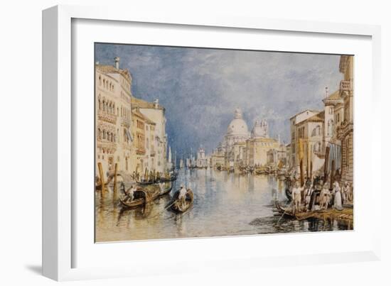 The Grand Canal, Venice, with Gondolas and Figures in the Foreground, circa 1818-JMW Turner-Framed Giclee Print