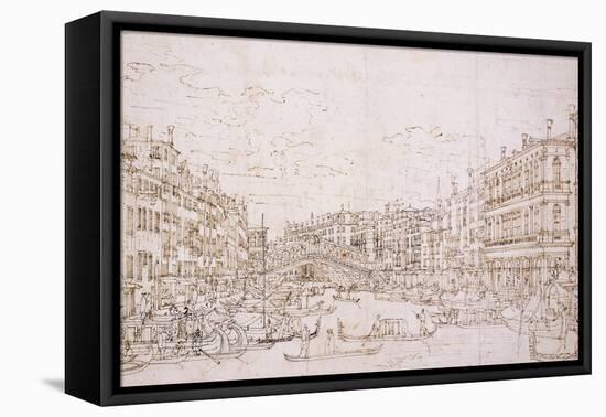 The Grand Canal, Venice, with the Rialto Bridge from the South-Bernardo Bellotto-Framed Premier Image Canvas