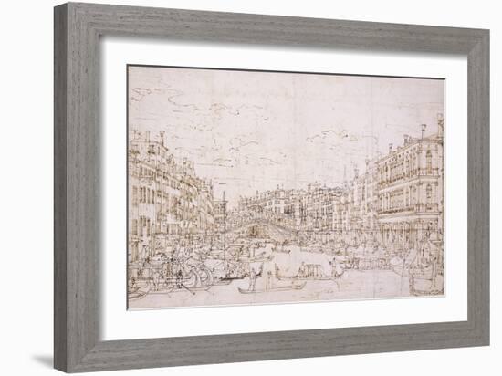 The Grand Canal, Venice, with the Rialto Bridge from the South-Bernardo Bellotto-Framed Giclee Print