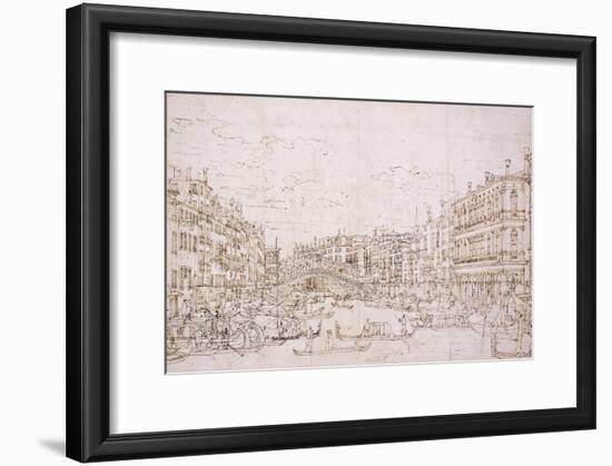The Grand Canal, Venice, with the Rialto Bridge from the South-Bernardo Bellotto-Framed Giclee Print