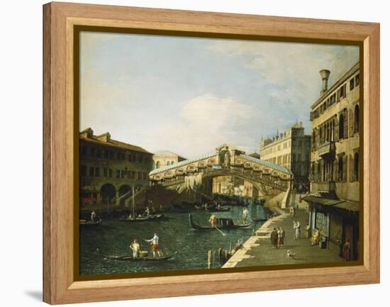 The Grand Canal, Venice, with the Rialto Bridge-Canaletto-Framed Premier Image Canvas