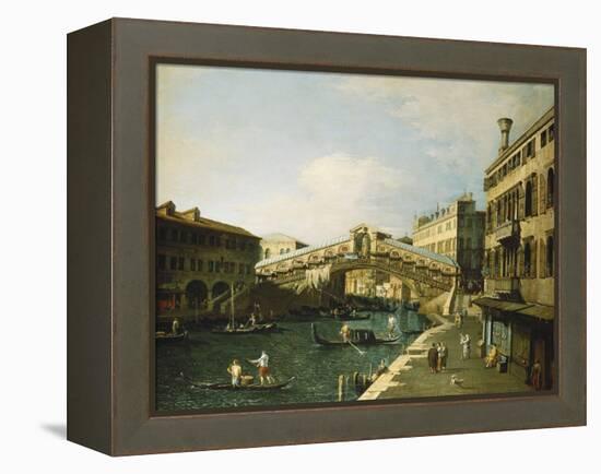 The Grand Canal, Venice, with the Rialto Bridge-Canaletto-Framed Premier Image Canvas