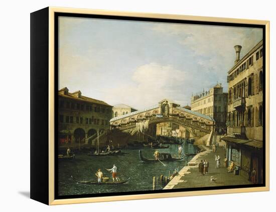 The Grand Canal, Venice, with the Rialto Bridge-Canaletto-Framed Premier Image Canvas