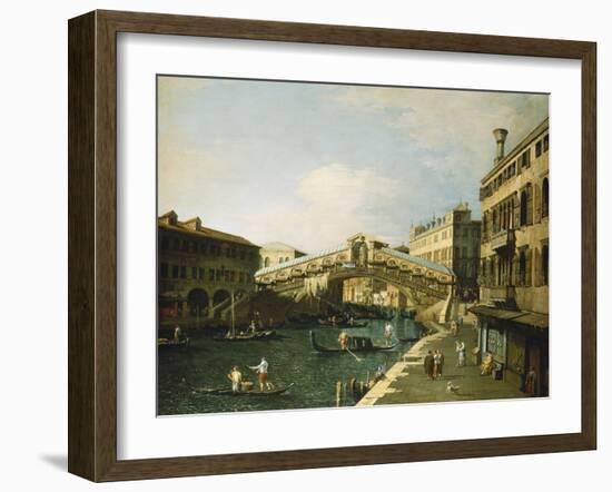 The Grand Canal, Venice, with the Rialto Bridge-Canaletto-Framed Giclee Print