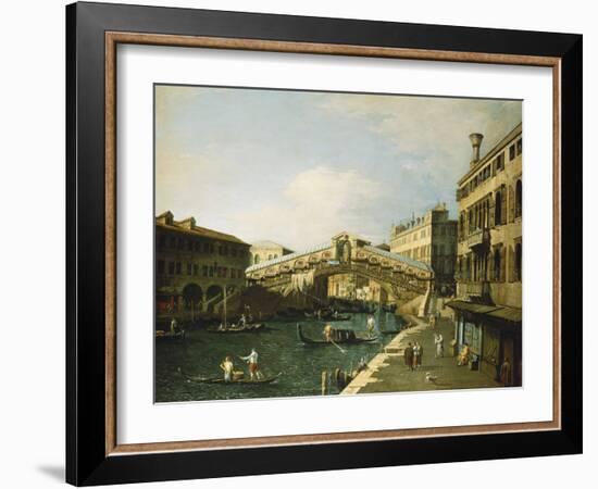 The Grand Canal, Venice, with the Rialto Bridge-Canaletto-Framed Giclee Print