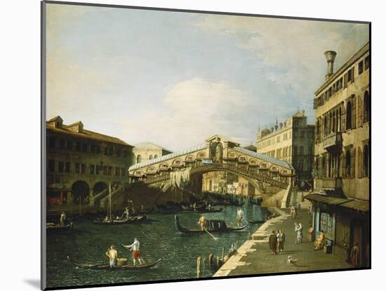 The Grand Canal, Venice, with the Rialto Bridge-Canaletto-Mounted Giclee Print