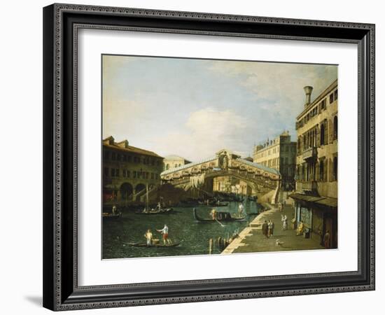 The Grand Canal, Venice, with the Rialto Bridge-Canaletto-Framed Giclee Print