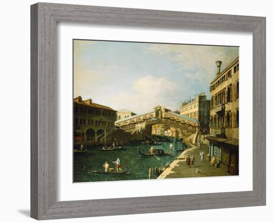 The Grand Canal, Venice, with the Rialto Bridge-Canaletto Giovanni Antonio Canal-Framed Giclee Print