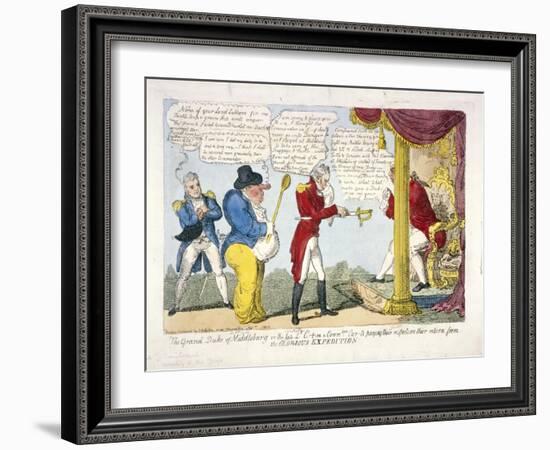 The Grand Duke of Middleburg or Late Ld. C-T-M and Commdore Cur-T's Paying their Respects..., 1809-George Cruikshank-Framed Giclee Print