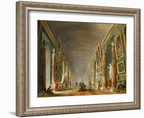 The Grand Galery of the Louvre-Hubert Robert-Framed Giclee Print