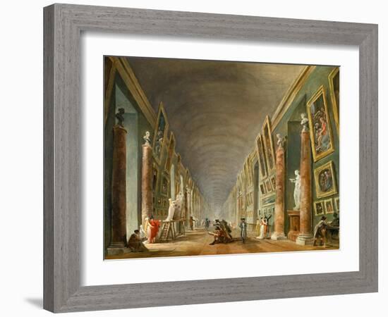 The Grand Galery of the Louvre-Hubert Robert-Framed Giclee Print