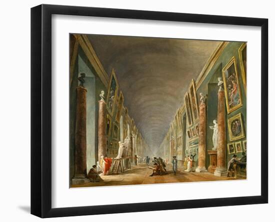 The Grand Galery of the Louvre-Hubert Robert-Framed Giclee Print