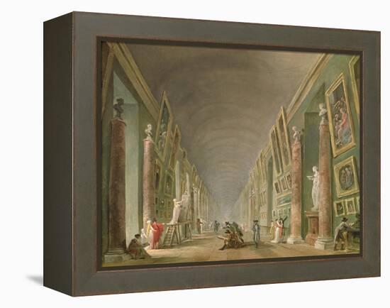 The Grand Gallery of the Louvre Between 1801 and 1805-Hubert Robert-Framed Premier Image Canvas