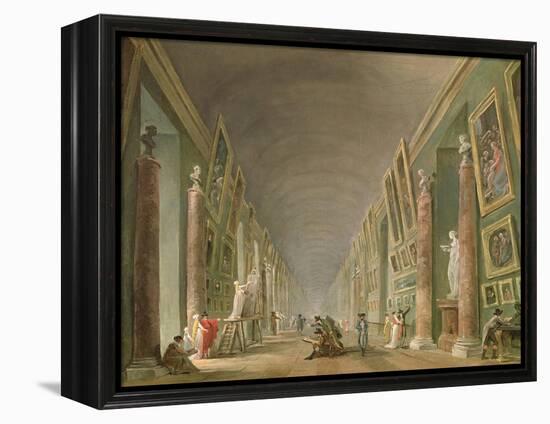 The Grand Gallery of the Louvre Between 1801 and 1805-Hubert Robert-Framed Premier Image Canvas