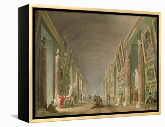 The Grand Gallery of the Louvre Between 1801 and 1805-Hubert Robert-Framed Premier Image Canvas