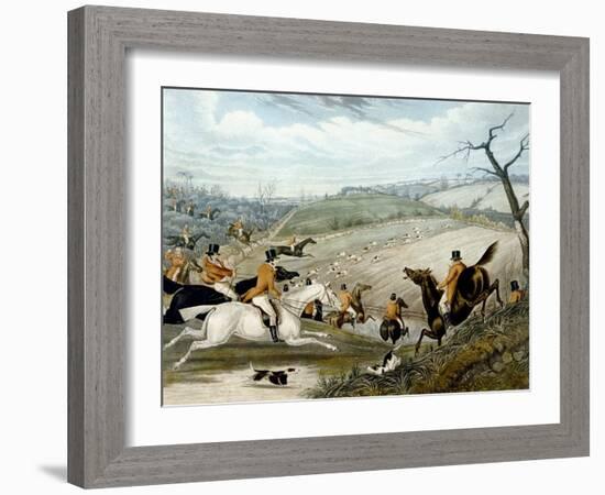 The Grand Leicestershire Fox Hunt, Plate 1, 1839, Engraved by Charles Hunt (1829-1900), 1839-Samuel Henry Gordon Alken-Framed Giclee Print