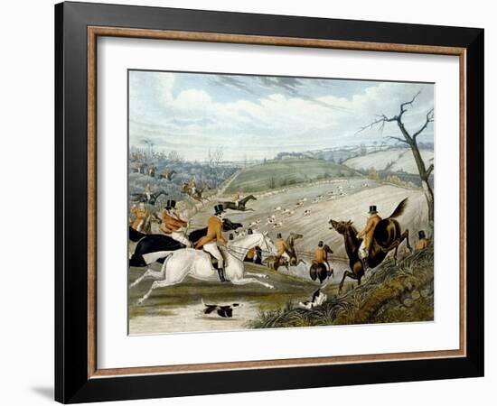 The Grand Leicestershire Fox Hunt, Plate 1, 1839, Engraved by Charles Hunt (1829-1900), 1839-Samuel Henry Gordon Alken-Framed Giclee Print