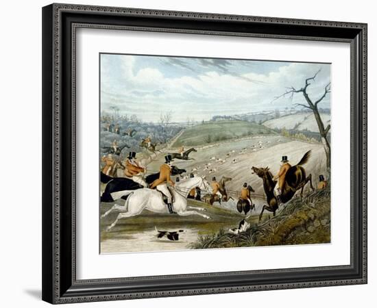 The Grand Leicestershire Fox Hunt, Plate 1, 1839, Engraved by Charles Hunt (1829-1900), 1839-Samuel Henry Gordon Alken-Framed Giclee Print