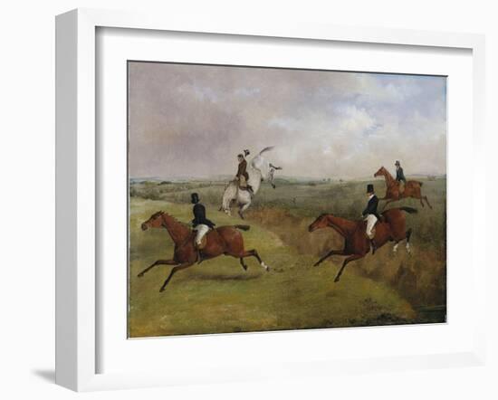 The Grand Leicestershire Steeplechase: Dick Christian's Last Fall - Commonly Called 'A Header'-Henry Thomas Alken-Framed Giclee Print