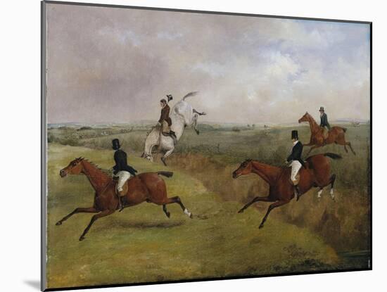 The Grand Leicestershire Steeplechase: Dick Christian's Last Fall - Commonly Called 'A Header'-Henry Thomas Alken-Mounted Giclee Print