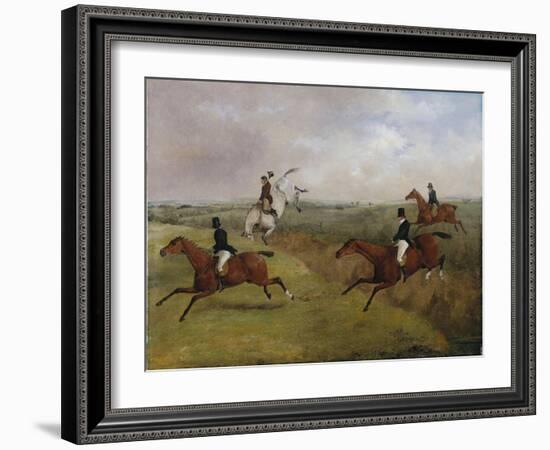 The Grand Leicestershire Steeplechase: Dick Christian's Last Fall - Commonly Called 'A Header'-Henry Thomas Alken-Framed Giclee Print