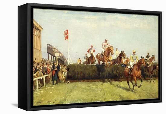 The Grand National Steeplechase: Valentine's Jump-John Sanderson Wells-Framed Premier Image Canvas