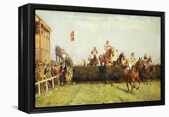 The Grand National Steeplechase: Valentine's Jump-John Sanderson Wells-Framed Premier Image Canvas