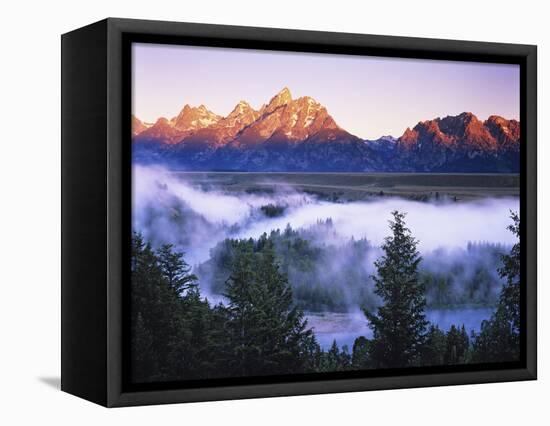 The Grand Tetons from the Snake River Overlook at Dawn, Grand Teton National Park, Wyoming, USA-Dennis Flaherty-Framed Premier Image Canvas