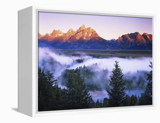 The Grand Tetons from the Snake River Overlook at Dawn, Grand Teton National Park, Wyoming, USA-Dennis Flaherty-Framed Premier Image Canvas