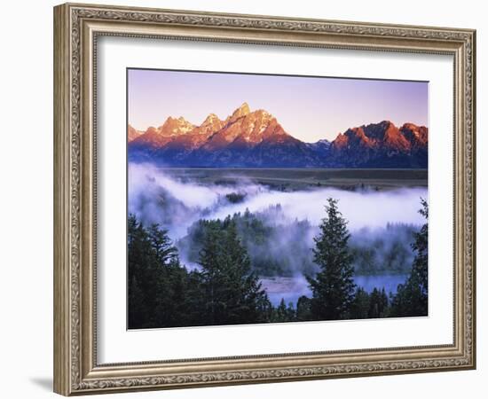 The Grand Tetons from the Snake River Overlook at Dawn, Grand Teton National Park, Wyoming, USA-Dennis Flaherty-Framed Photographic Print