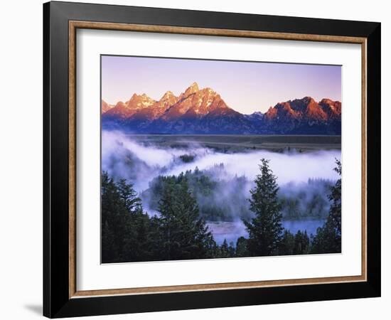 The Grand Tetons from the Snake River Overlook at Dawn, Grand Teton National Park, Wyoming, USA-Dennis Flaherty-Framed Photographic Print