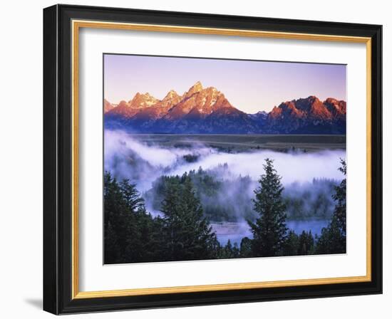 The Grand Tetons from the Snake River Overlook at Dawn, Grand Teton National Park, Wyoming, USA-Dennis Flaherty-Framed Photographic Print