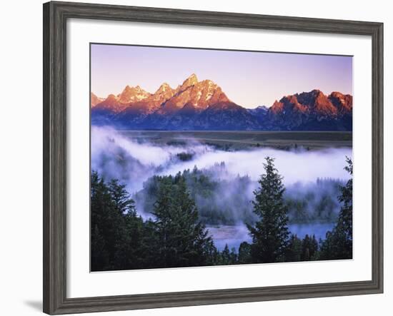 The Grand Tetons from the Snake River Overlook at Dawn, Grand Teton National Park, Wyoming, USA-Dennis Flaherty-Framed Photographic Print