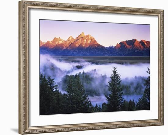 The Grand Tetons from the Snake River Overlook at Dawn, Grand Teton National Park, Wyoming, USA-Dennis Flaherty-Framed Photographic Print