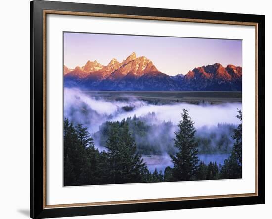 The Grand Tetons from the Snake River Overlook at Dawn, Grand Teton National Park, Wyoming, USA-Dennis Flaherty-Framed Photographic Print