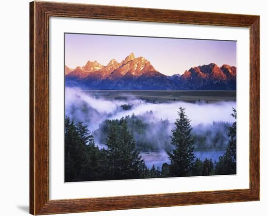 The Grand Tetons from the Snake River Overlook at Dawn, Grand Teton National Park, Wyoming, USA-Dennis Flaherty-Framed Photographic Print