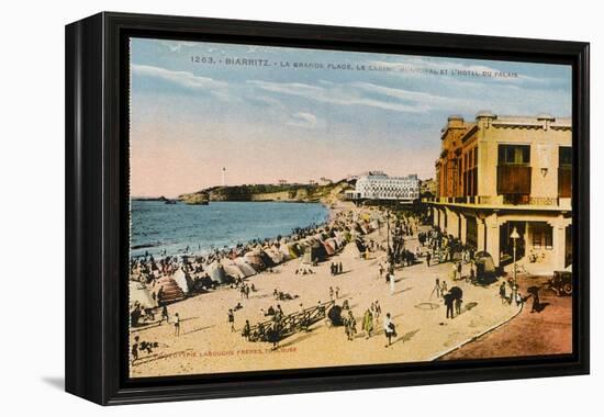 The Grande Plage at Biarritz, with the Casino and the Hotel Du Palais-null-Framed Premier Image Canvas