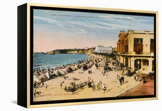 The Grande Plage at Biarritz, with the Casino and the Hotel Du Palais-null-Framed Premier Image Canvas